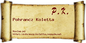Pohrancz Koletta névjegykártya